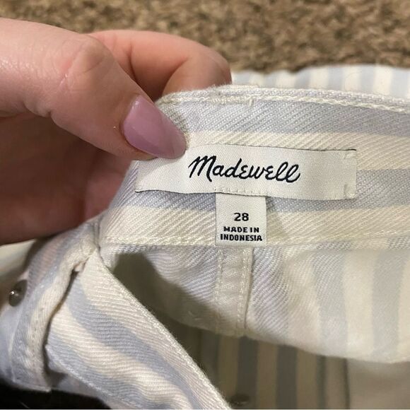 Madewell Stretch A-Line Mini Skirt in Pompano Stripe: Button-Front size 28 - Picture 10 of 14